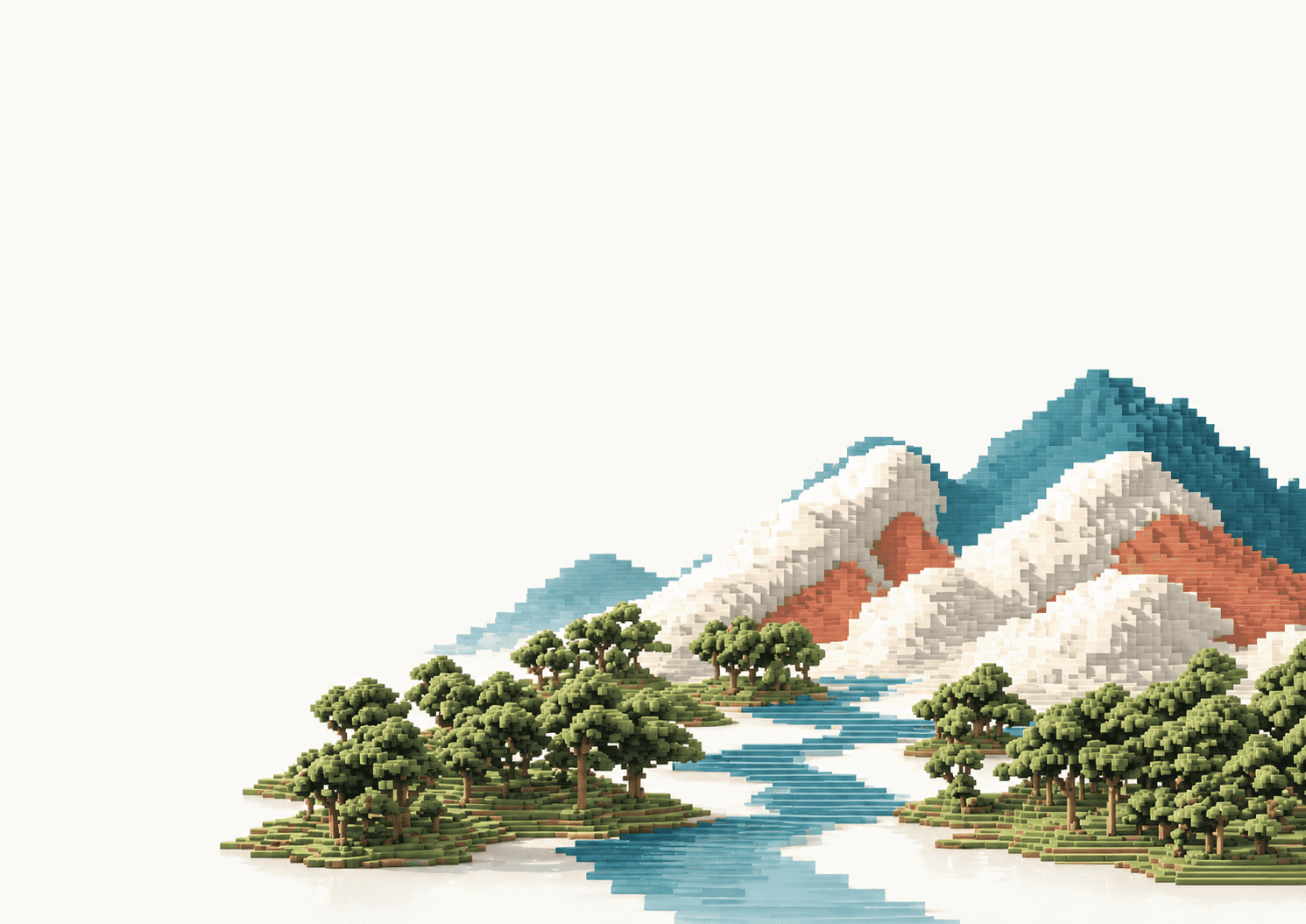 Voxel mountain landscape
